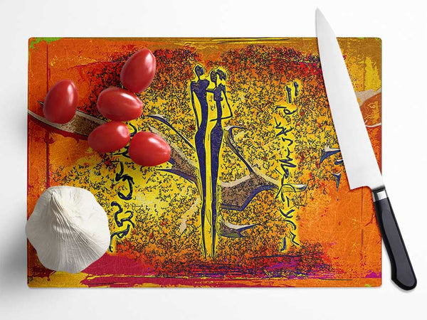 African Tribal Art 24 Glass Chopping Board