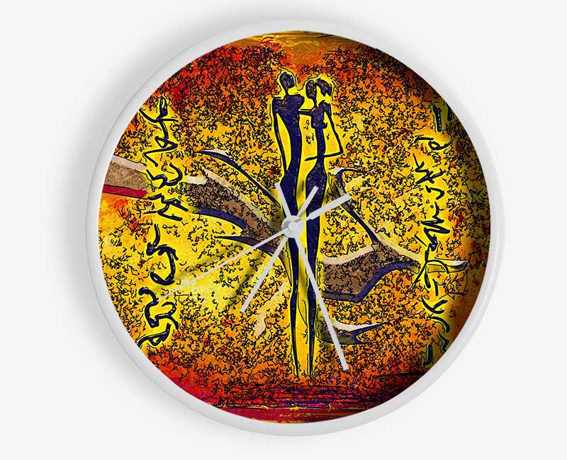 African Tribal Art 24 Clock - Wallart-Direct UK