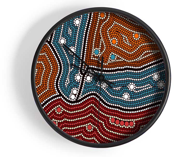 Aboriginal Pattern 4 Clock - Wallart-Direct UK