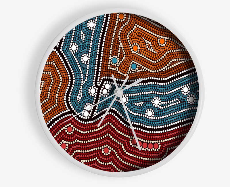 Aboriginal Pattern 4 Clock - Wallart-Direct UK