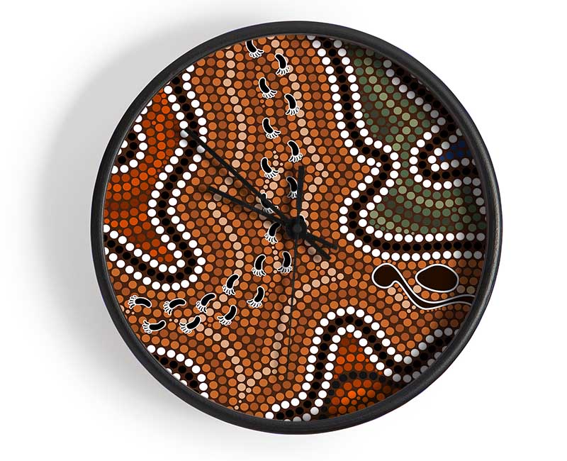 Aboriginal Pattern 5 Clock - Wallart-Direct UK