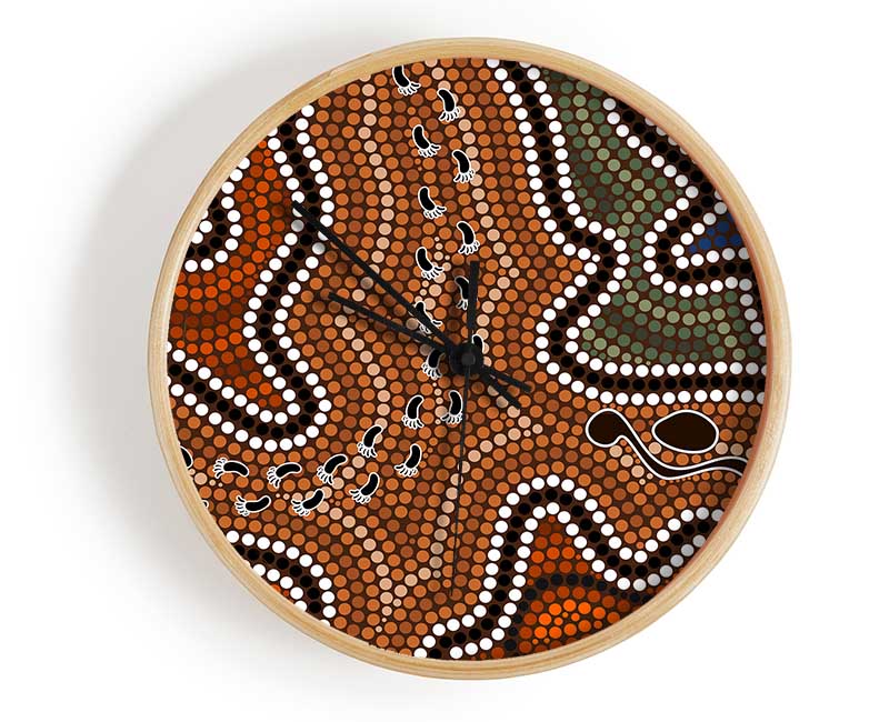 Aboriginal Pattern 5 Clock - Wallart-Direct UK