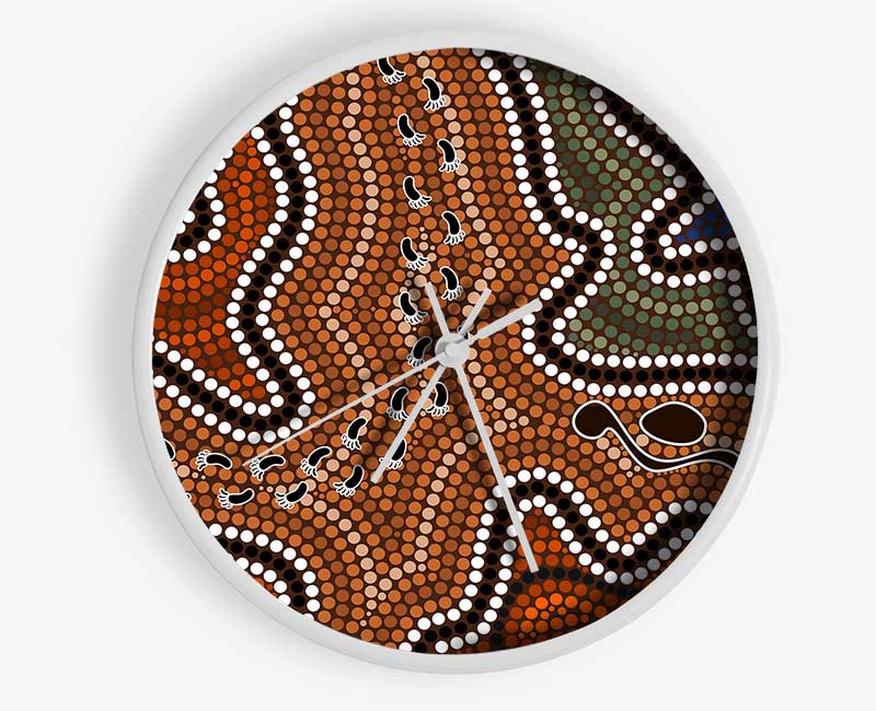 Aboriginal Pattern 5 Clock - Wallart-Direct UK