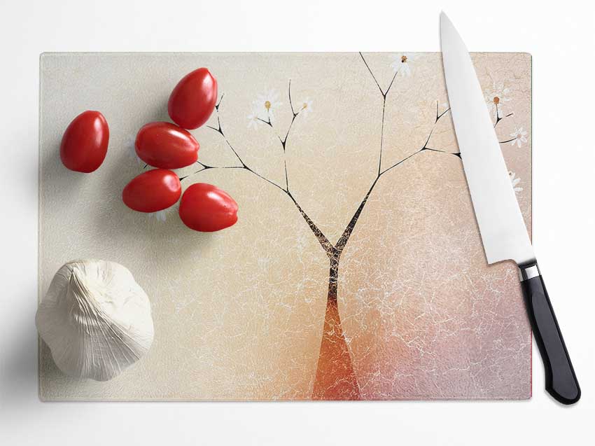 Apple Blossom Tree Glass Chopping Board