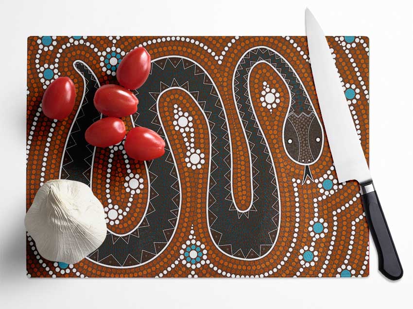 Aboriginal Pattern 6 Glass Chopping Board