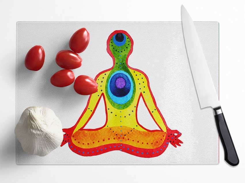 Chakra Meditation Colours 5 Glass Chopping Board