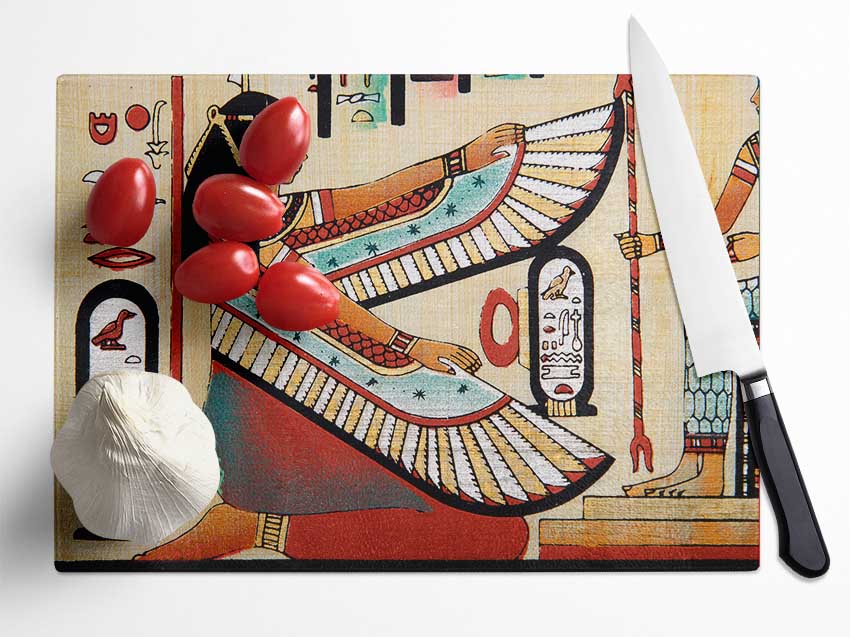 Egyptian Wings Glass Chopping Board