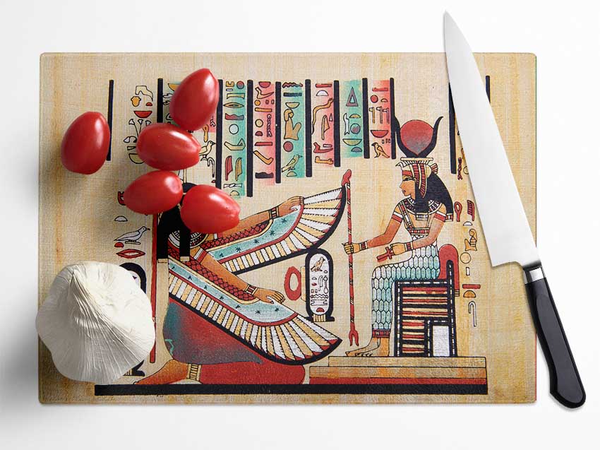 Egyptian Offering To The Queen Glass Chopping Board