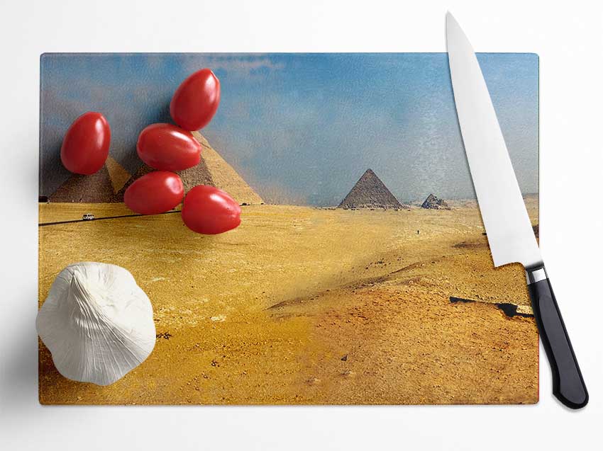 Egyptian Pyramids 1 Glass Chopping Board