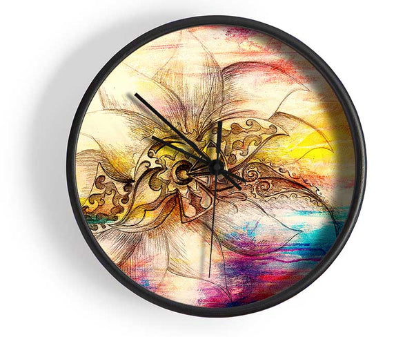 Colourful Lotus Flower Clock - Wallart-Direct UK