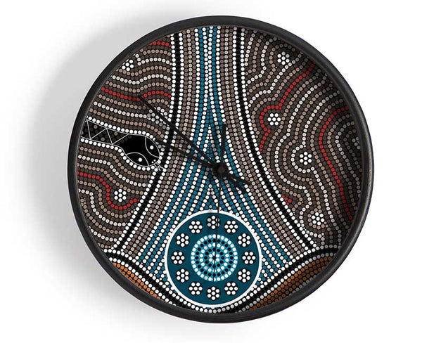 Aboriginal Pattern 8 Clock - Wallart-Direct UK