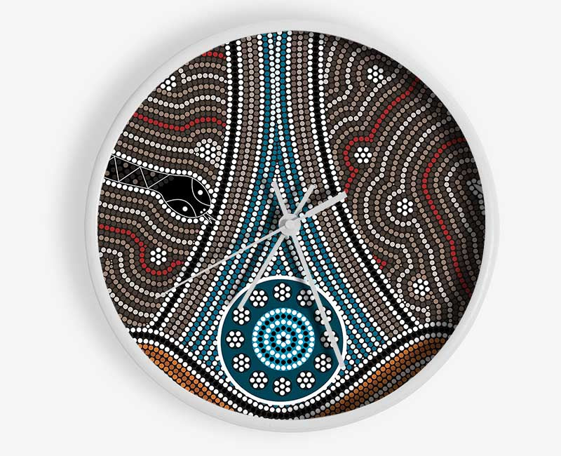 Aboriginal Pattern 8 Clock - Wallart-Direct UK