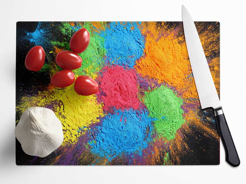 Chakra Powder Colours Glass Chopping Board