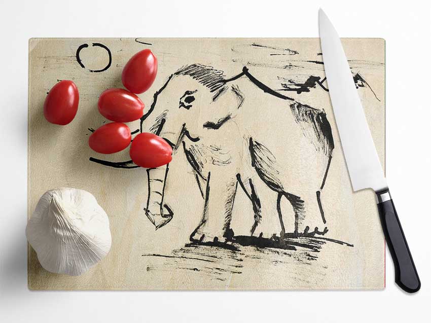 Indian Elephant 1 Glass Chopping Board