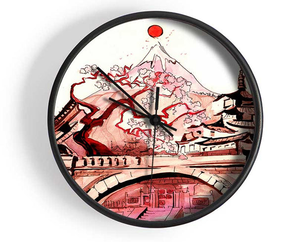 Chinese Cherry Blossom Temple Clock - Wallart-Direct UK