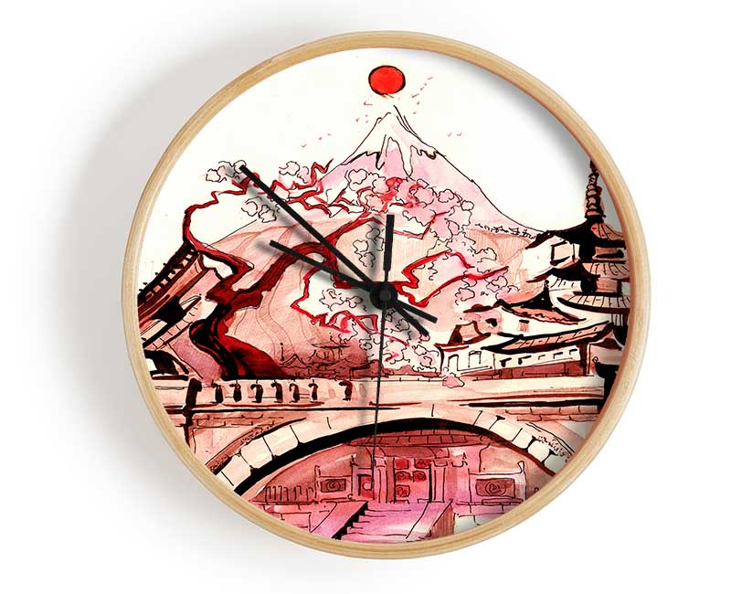 Chinese Cherry Blossom Temple Clock - Wallart-Direct UK