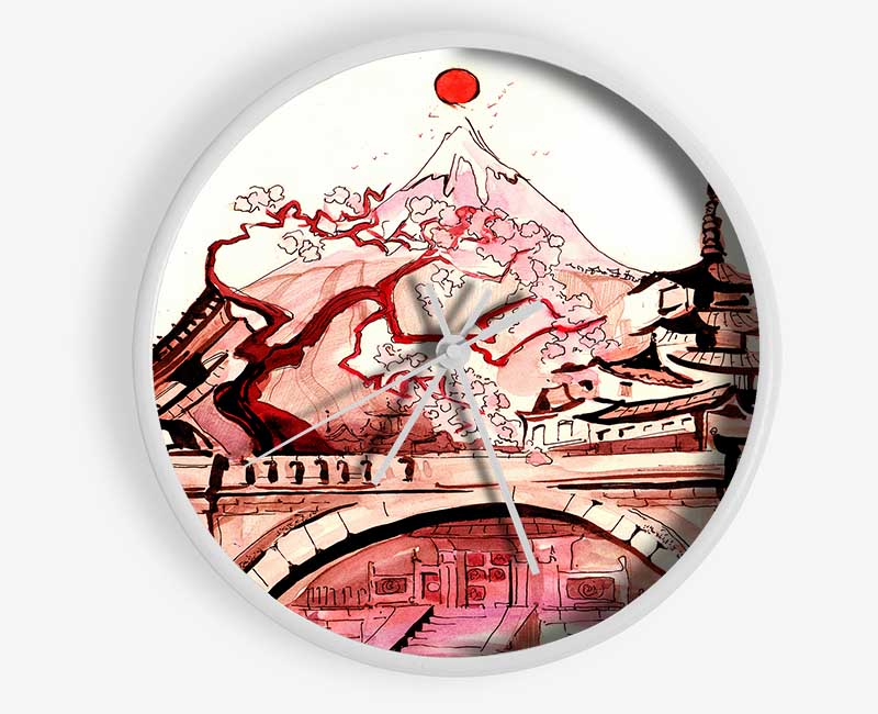 Chinese Cherry Blossom Temple Clock - Wallart-Direct UK