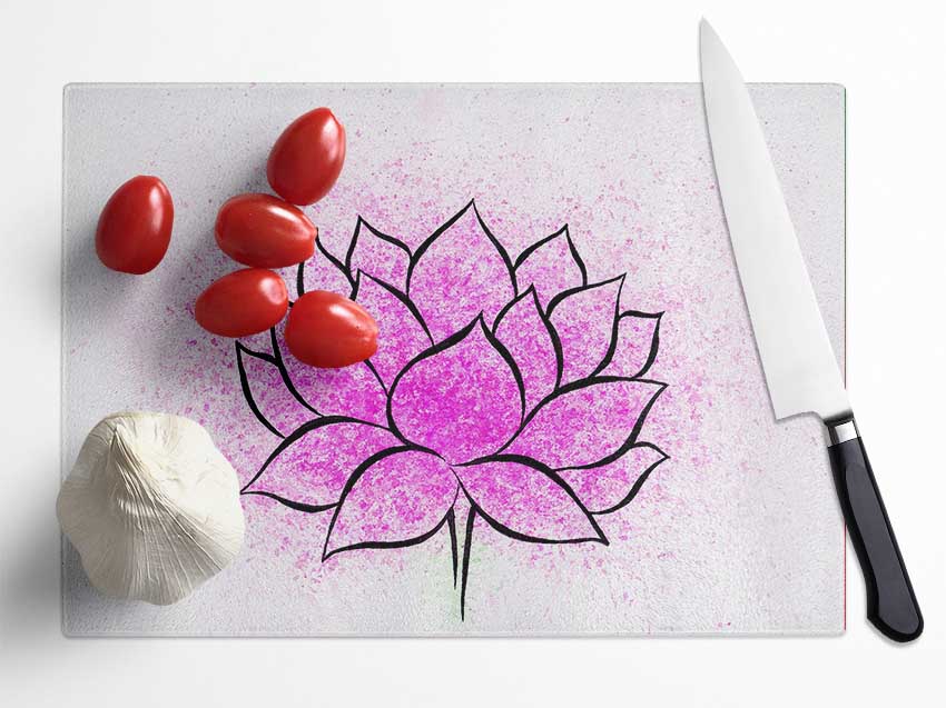 Pink Lotus Flower 2 Glass Chopping Board