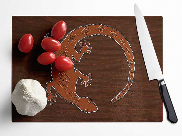 Aboriginal Lizard 2 Glass Chopping Board