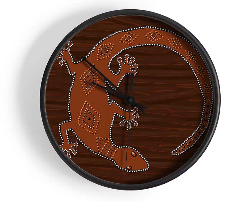 Aboriginal Lizard 2 Clock - Wallart-Direct UK