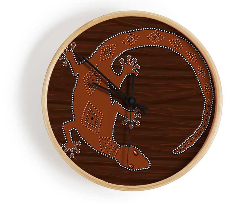 Aboriginal Lizard 2 Clock - Wallart-Direct UK