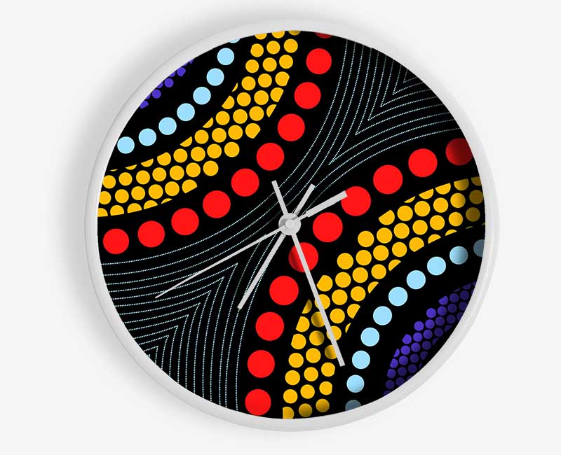 Aboriginal Pattern 11 Clock - Wallart-Direct UK