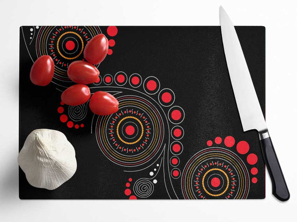 Aboriginal Pattern 12 Glass Chopping Board