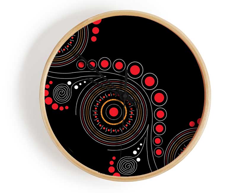 Aboriginal Pattern 12 Clock - Wallart-Direct UK