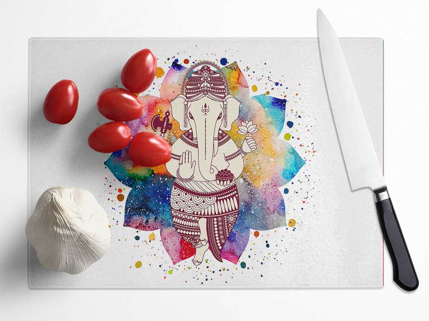 Hindu God Ganesha 1 Glass Chopping Board