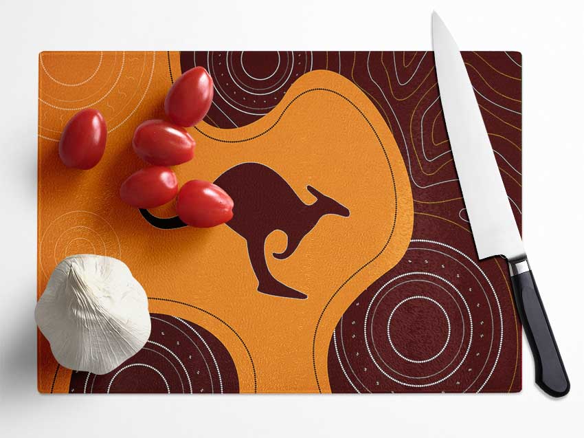 Aboriginal Kangaroo 3 Glass Chopping Board