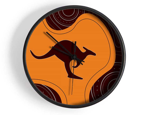 Aboriginal Kangaroo 3 Clock - Wallart-Direct UK