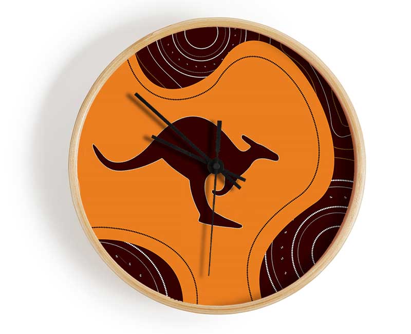 Aboriginal Kangaroo 3 Clock - Wallart-Direct UK