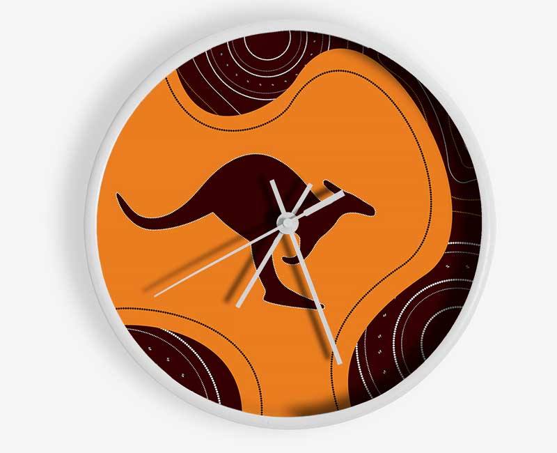 Aboriginal Kangaroo 3 Clock - Wallart-Direct UK