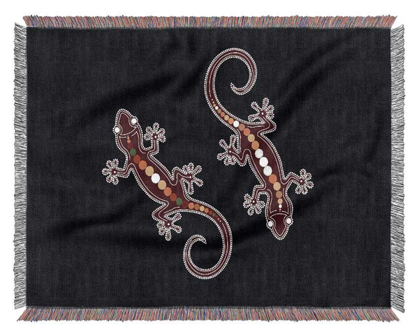 Aboriginal Lizard 4 Woven Blanket