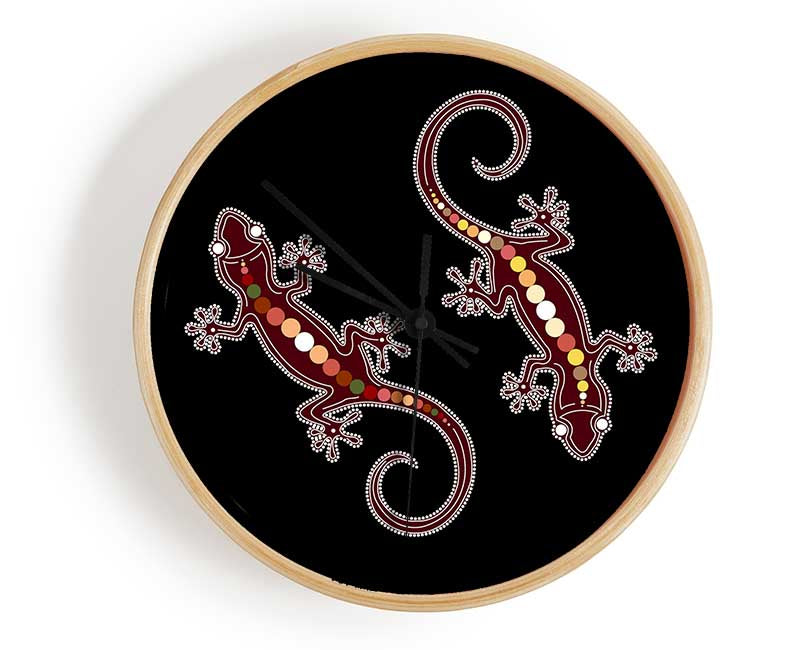 Aboriginal Lizard 4 Clock - Wallart-Direct UK