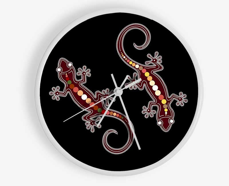 Aboriginal Lizard 4 Clock - Wallart-Direct UK