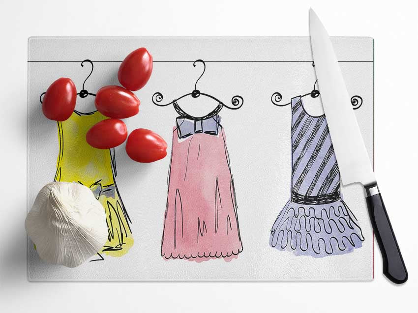 Mini Dresses Glass Chopping Board