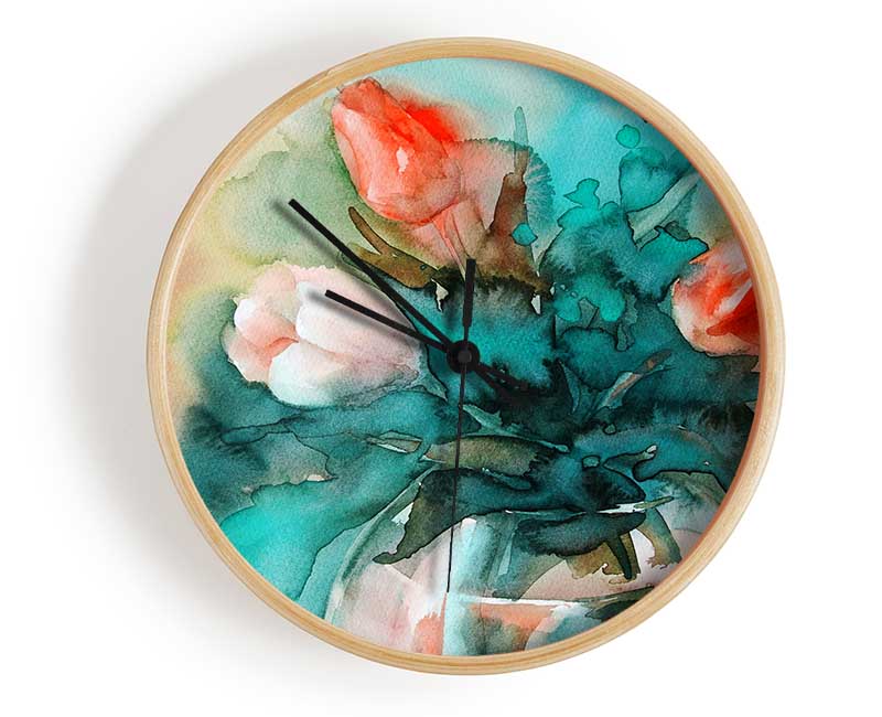 Tulip Flower Arrangement Clock - Wallart-Direct UK