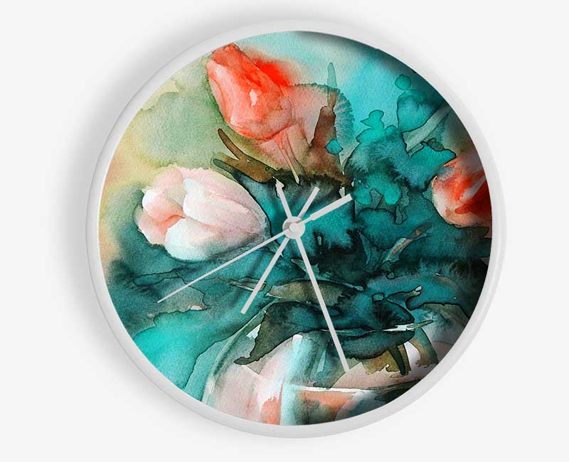 Tulip Flower Arrangement Clock - Wallart-Direct UK