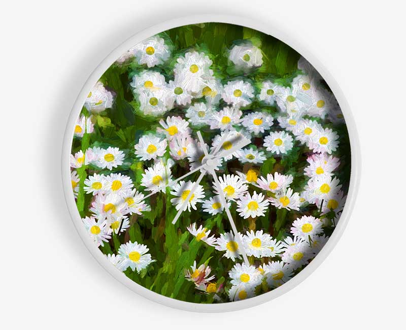 White Daisy Heaven Clock - Wallart-Direct UK