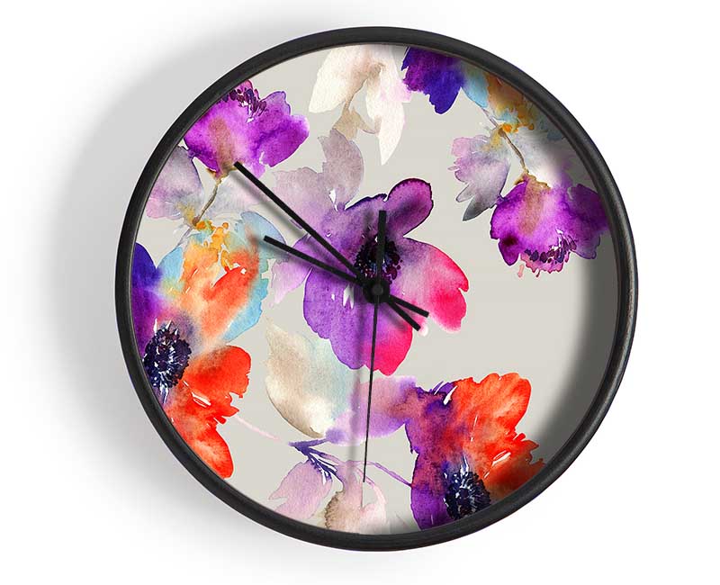 Watercolour Petals Clock - Wallart-Direct UK