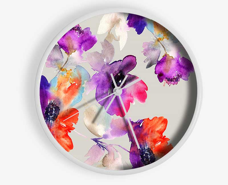 Watercolour Petals Clock - Wallart-Direct UK