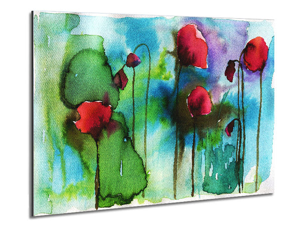 Watercolour Poppies Metal Print