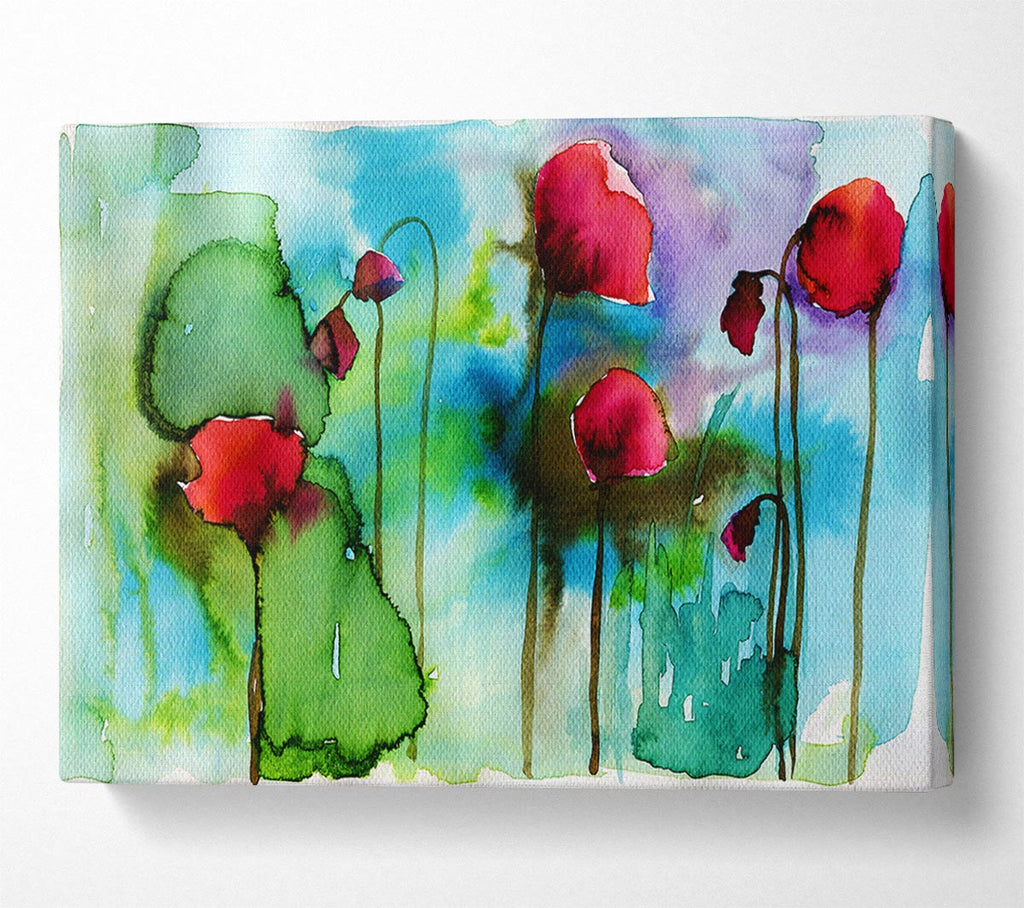 Picture of Watercolour Poppies Canvas Print Wall Art