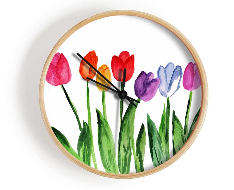Tulip Rainbow Clock - Wallart-Direct UK