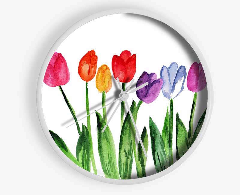 Tulip Rainbow Clock - Wallart-Direct UK