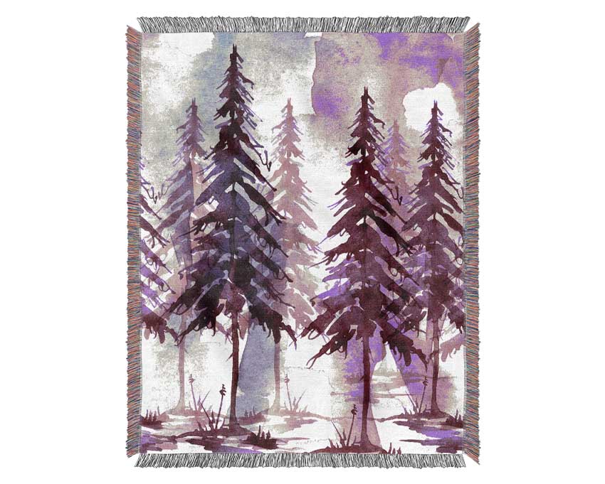 Purple Tree Line Woven Blanket