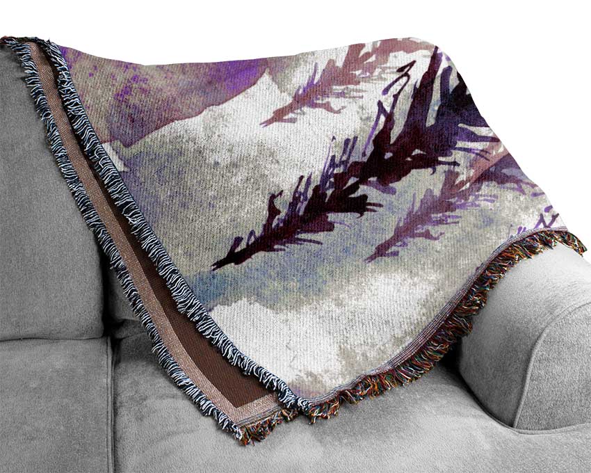 Purple Tree Line Woven Blanket
