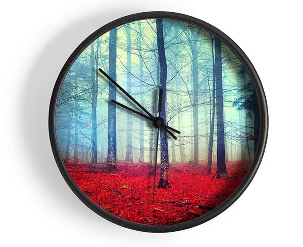 Mist In The Red Forest Clock - Wallart-Direct UK