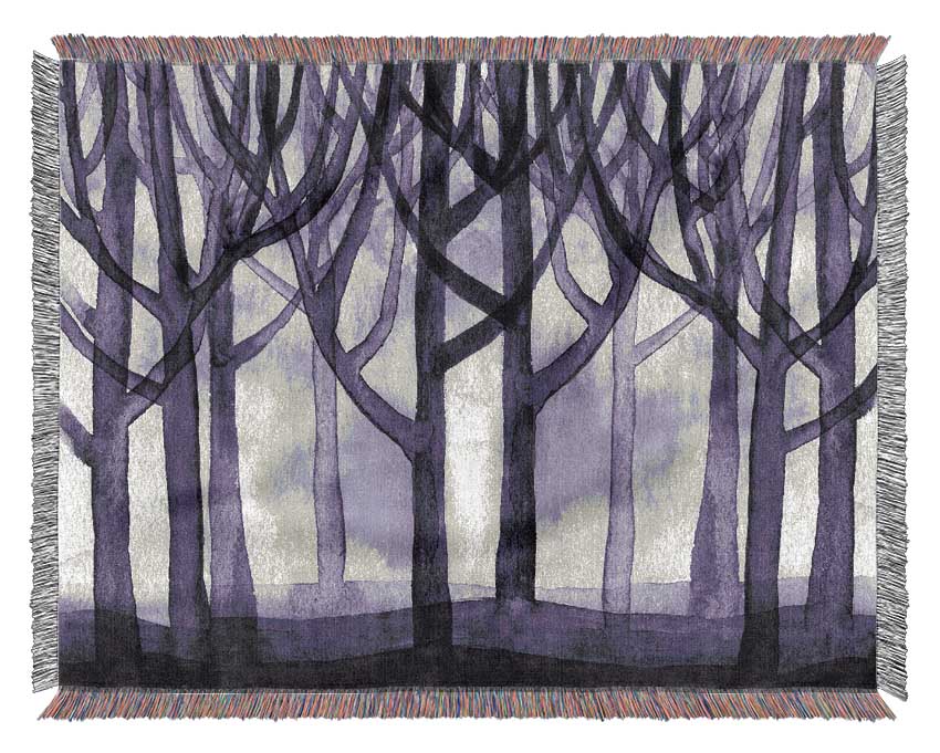 Purple Woodland Woven Blanket